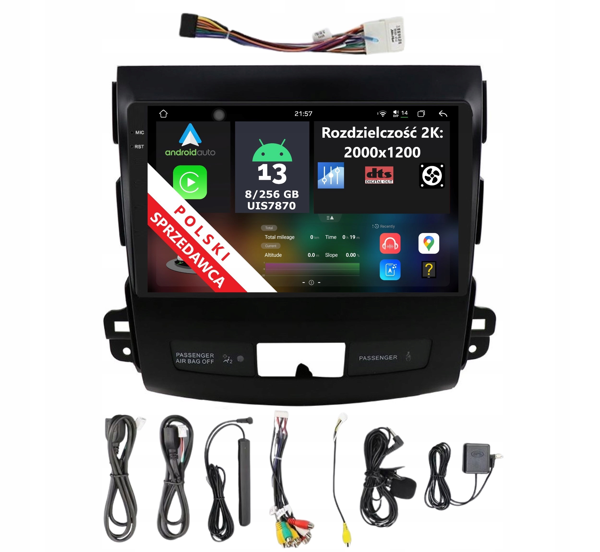 Rádio 2DIN Android Citroen C-crosser Peugeot 4007 8/256 Gb Dsp Carplay Lte