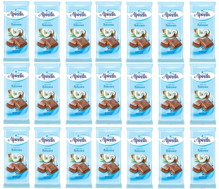 21x 90g Terravita Alpinella czekolada mleczna z wiórkami kokosowymi Karton