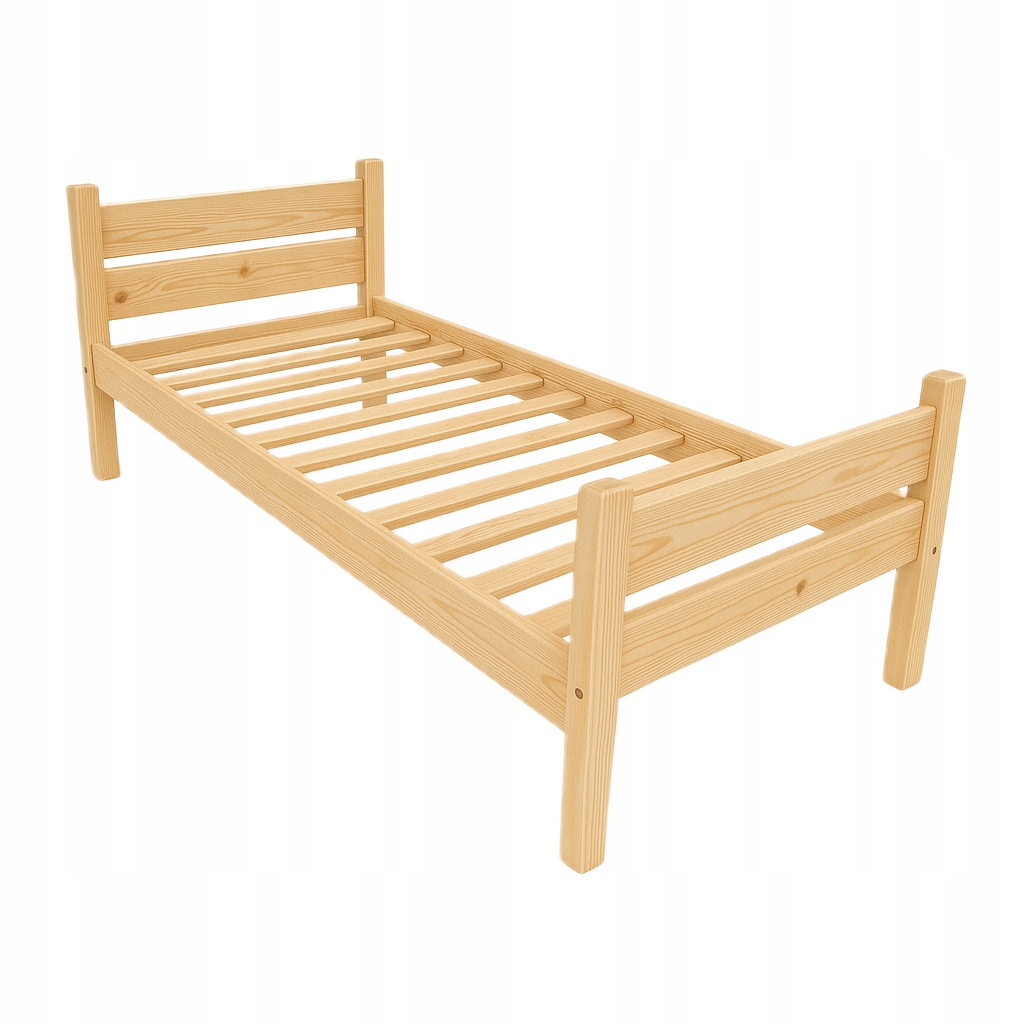 Dřevěná postel 100×200 Lite Vyvýšená pevná konstrukce Surový rošt