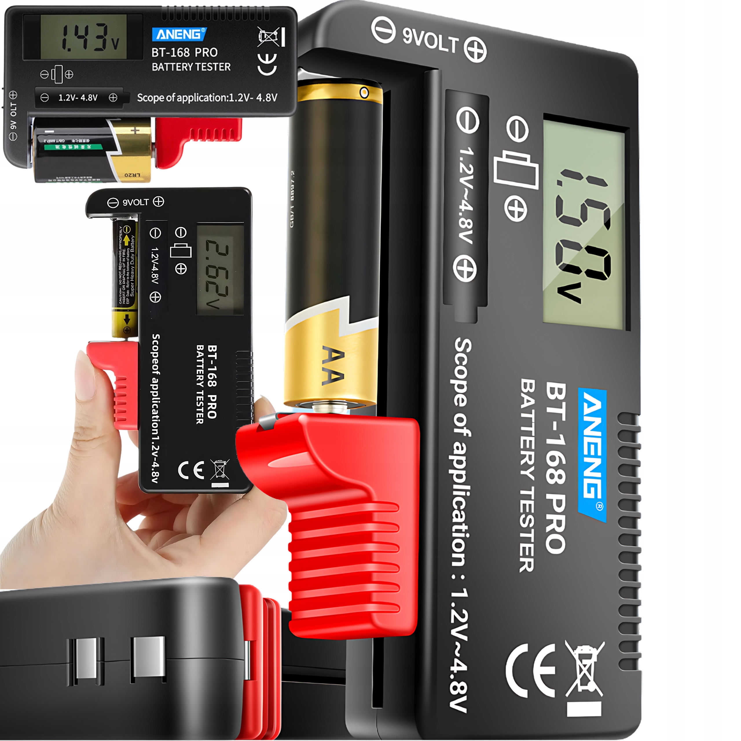 Woltomierz Aneng cyfrowy tester baterii z wyświetlaczem LCD