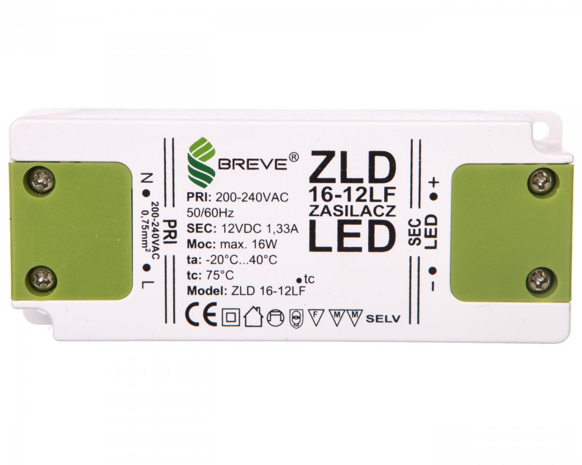 

Zasilacz Led 12V DC 16W ZLD16-12LF1,3A