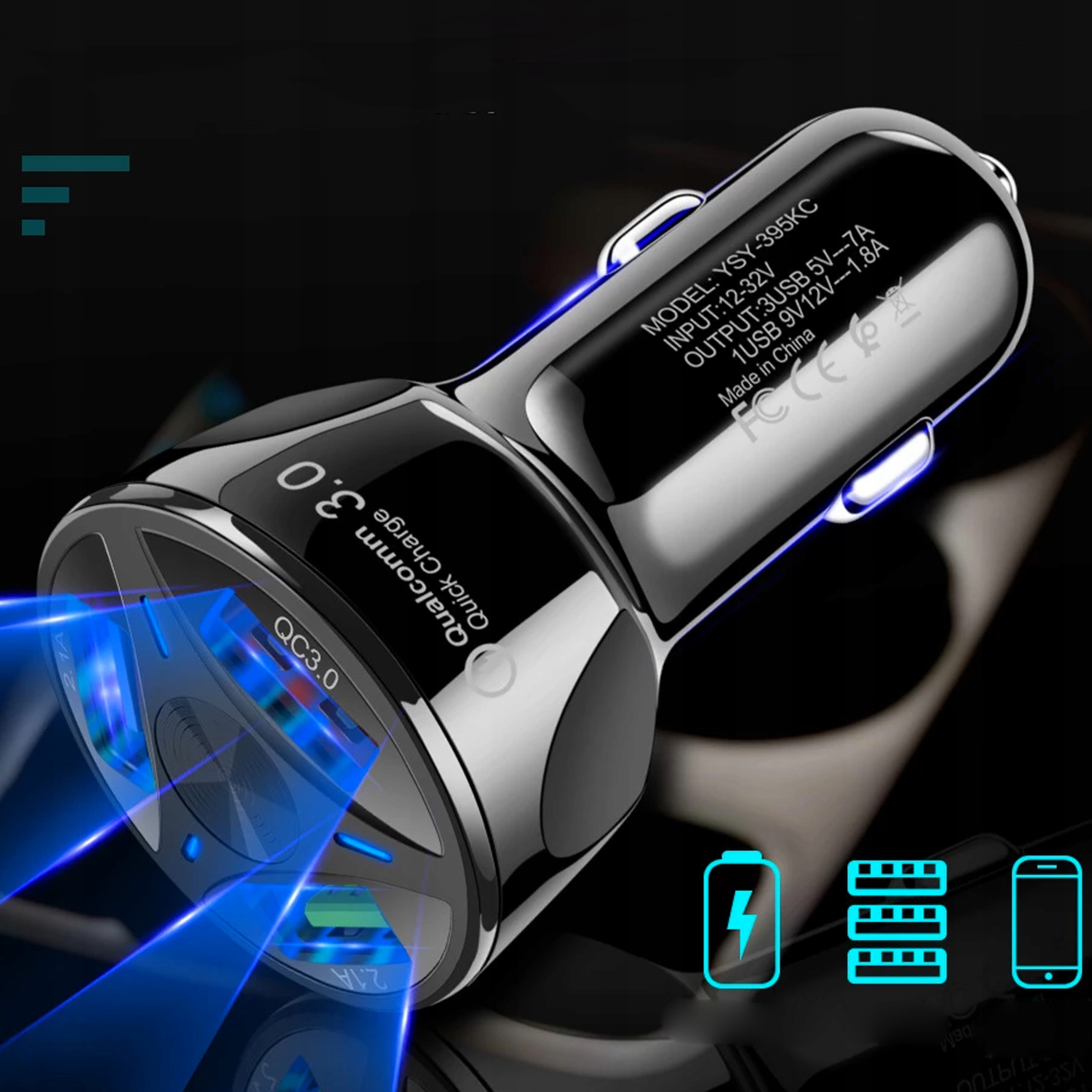 6A ŁADOWARKA SAMOCHODOWA USB QUICK CHARGE 3.0 LED Kod producenta Do Auta telefonu komórki 6A