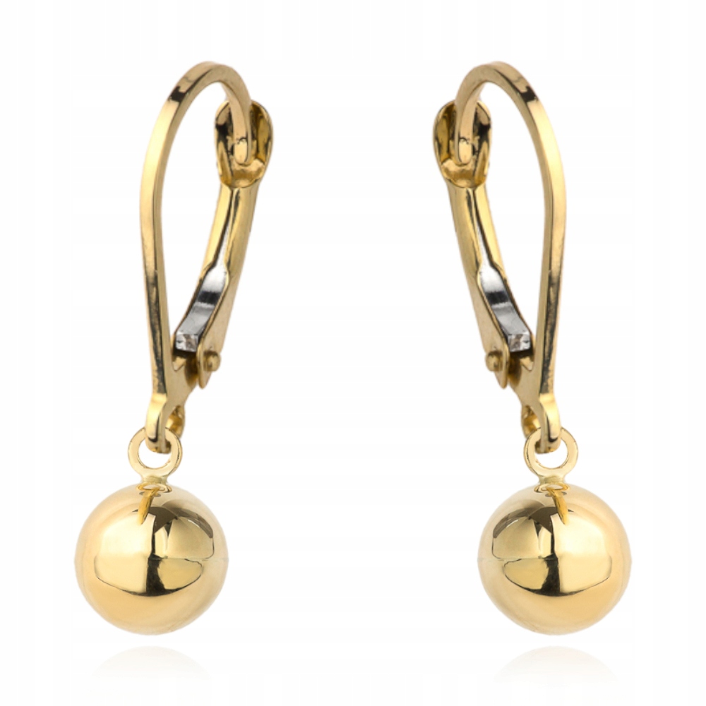 Zlaté Náušnice hladká zlatá kulička, na anglickém ryzost 585