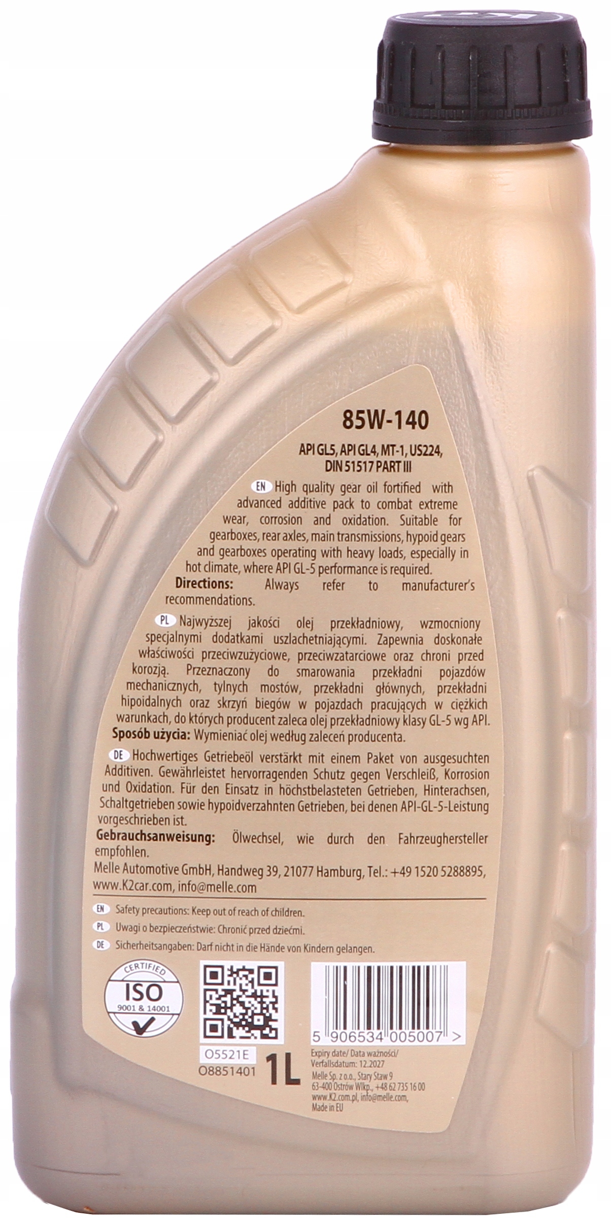 K2 MATIC GL5 85W140 - 1L Stan opakowania oryginalne