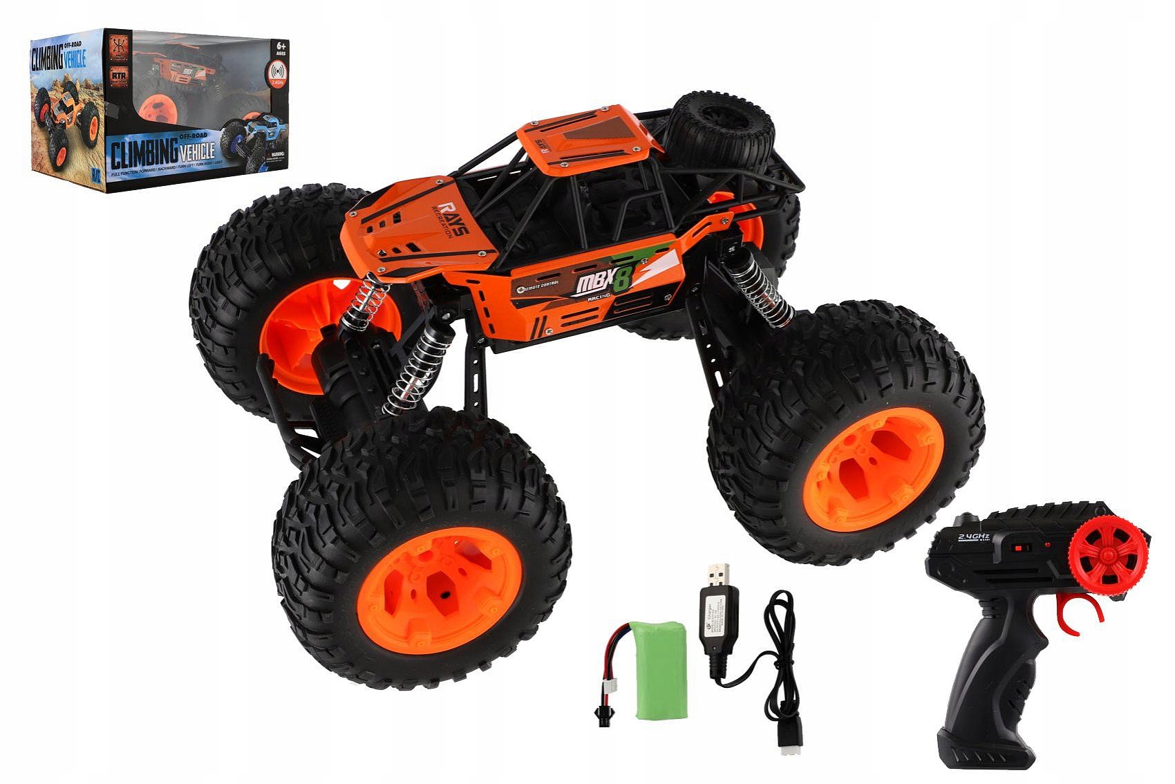 Auto Rc Off-Road terénní 2,4GHz plast 32cm dobíjecí pack+baterie oranžové