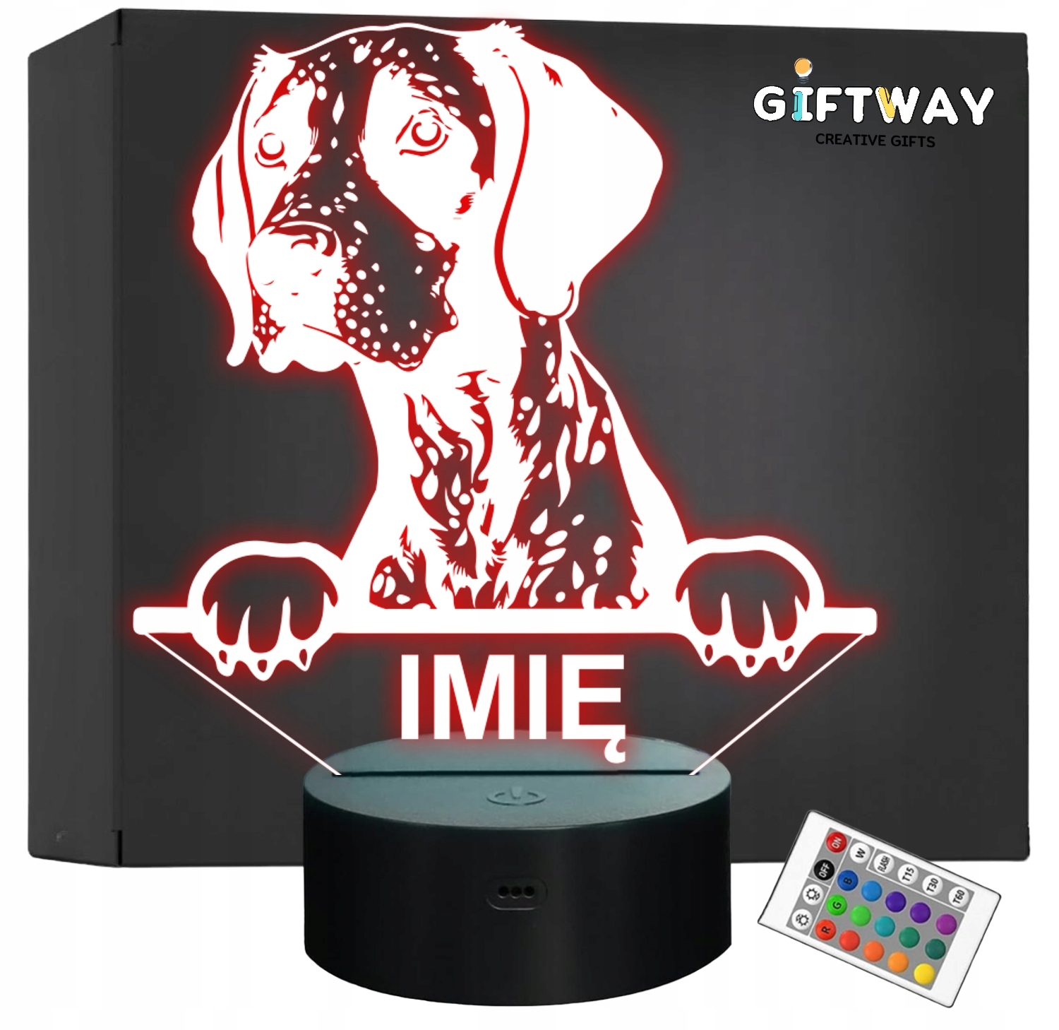 Lampka Nocna LED Wyżeł niemiecki Rasa Psa z Imieniem na Prezent v.1