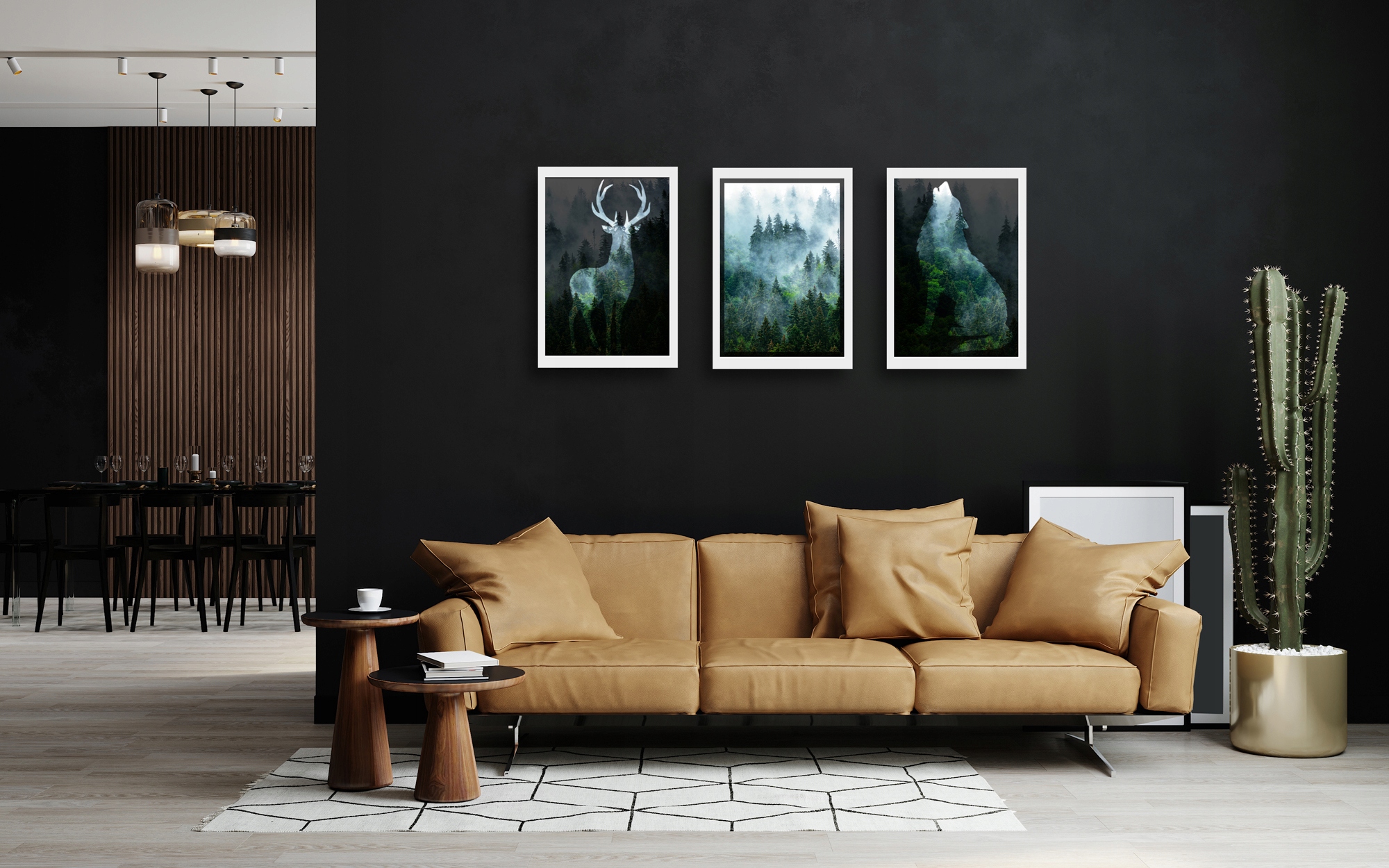 Zestaw plakatów obrazy plakaty A3 las jeleń wilk EAN (GTIN) 5904639403216