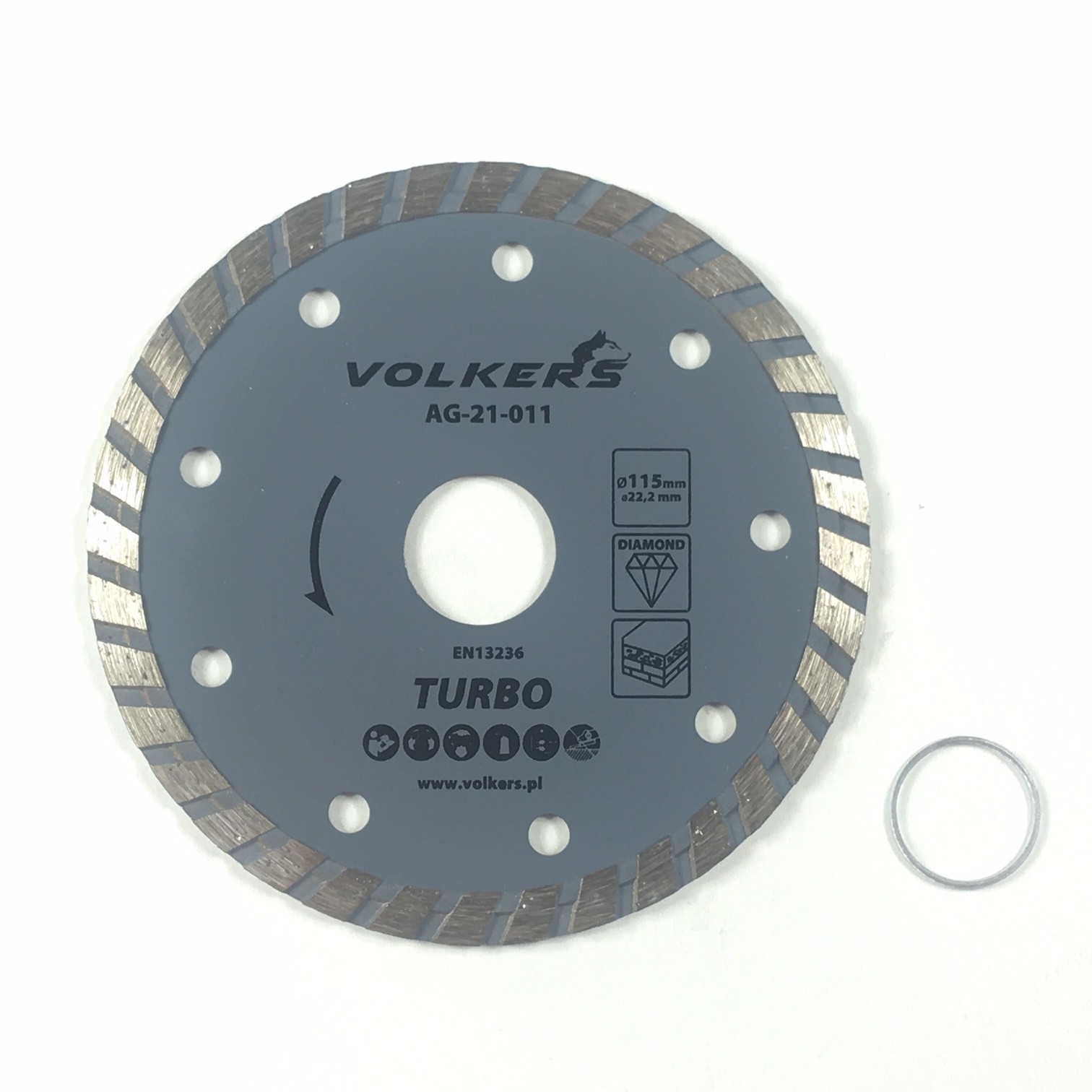 

Tarcza diamentowa Turbo, 115 x 22,2mm + redukcja