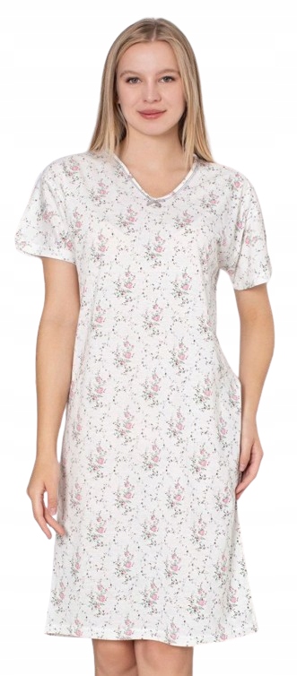 Klasická Elegantní Košile Noční Drobné Květy Louka Výstřih S Mašličkou 4XL