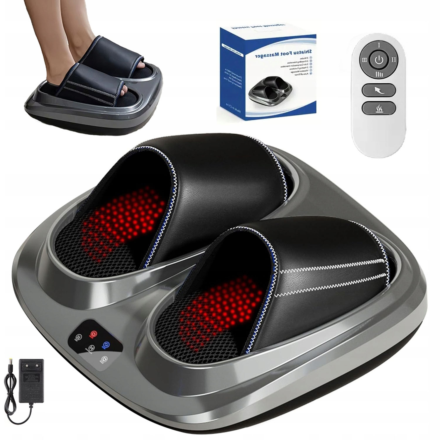 Masażer Do Stóp Grzanie Ugniatanie 3 Tryby Automatyczny Timer