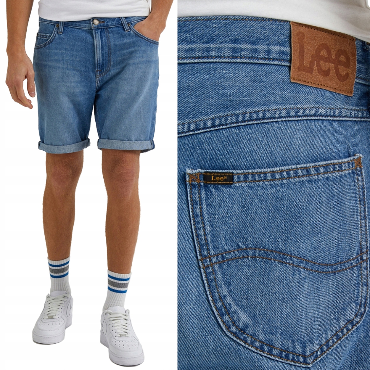 Lee Rider Short Blue Bird Worn Krátké Kraťasy Modré Džíny Bez Streče W38