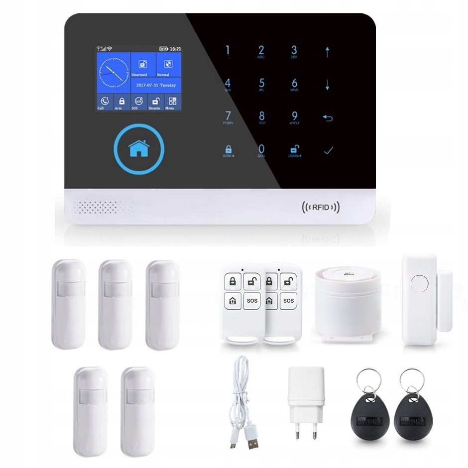 Bezdrôtová Alarmová Súprava s LCD 2.4" Gsm WiFi Tuya Smart Poľský 5xPIR