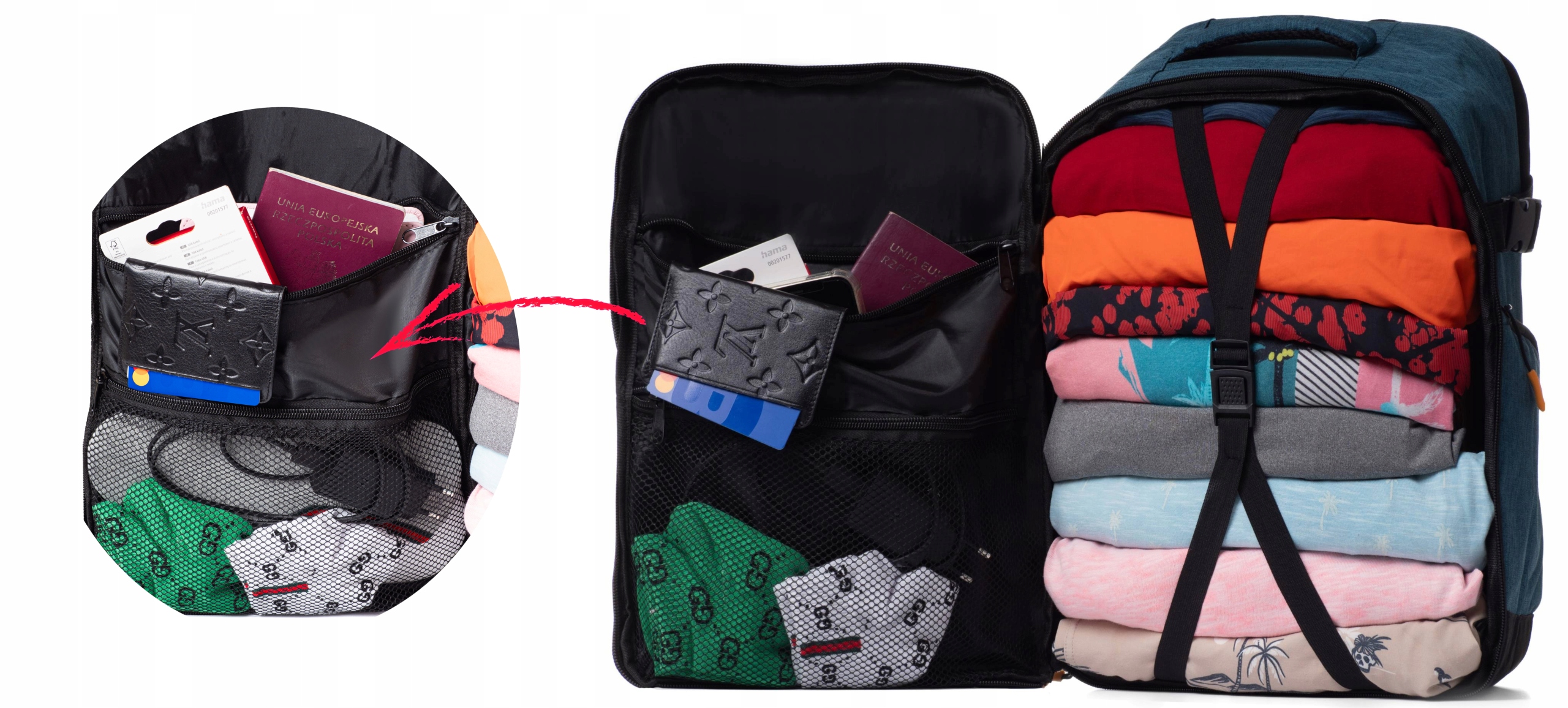 Bagaż podręczny plecak podróżny torba do samolotu 40X30X20 Wzór dominujący bez wzoru