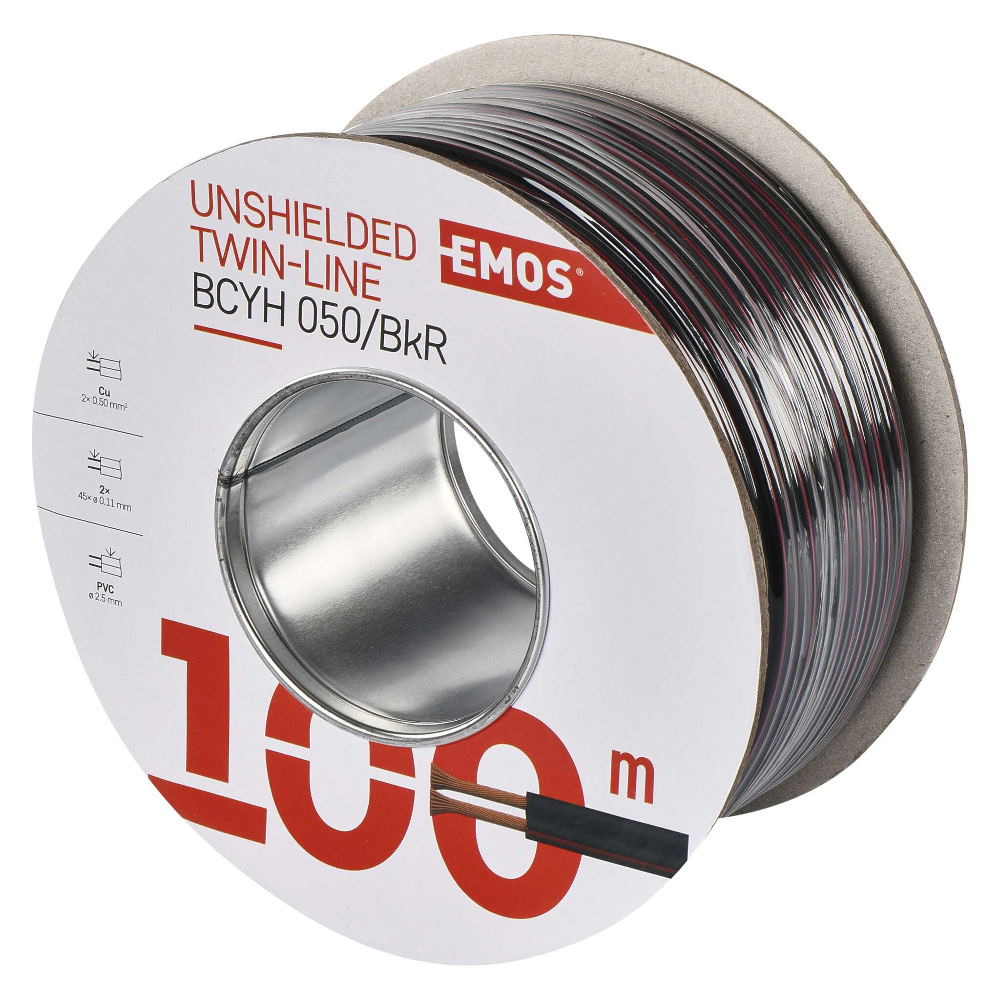 Emos dvojlinka 2×0,5 mm² černo-rudá 100 m