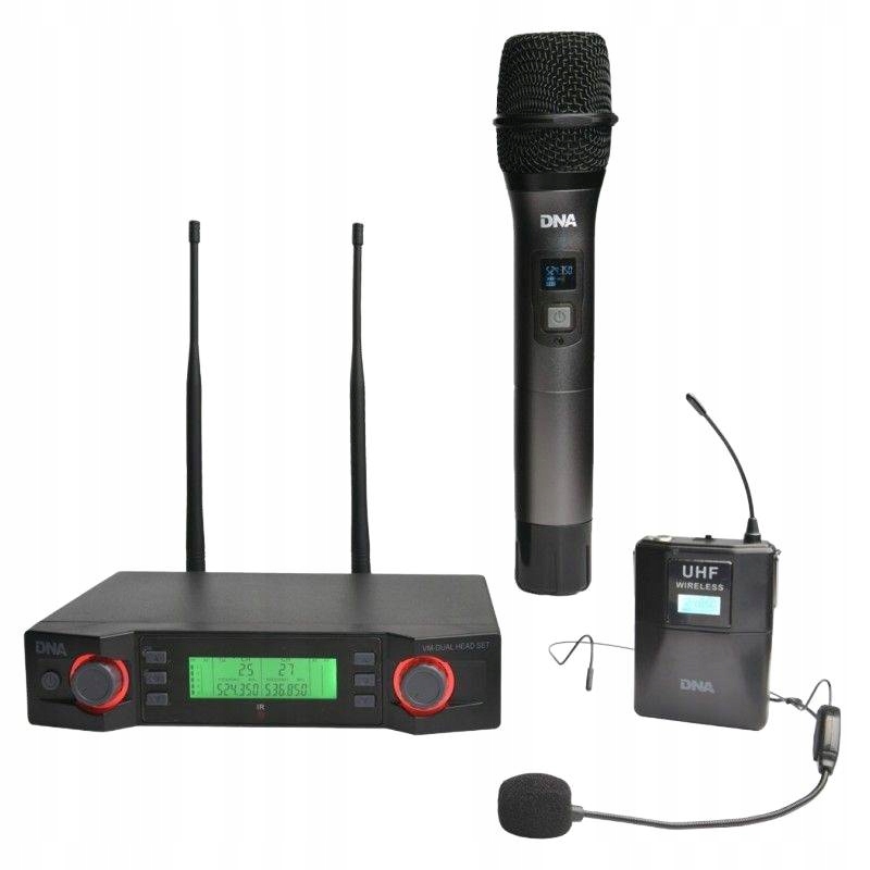 Zestaw Mikrofon Bezprzewodowy Headset Bodypack Ręczny Dna VM Uhf