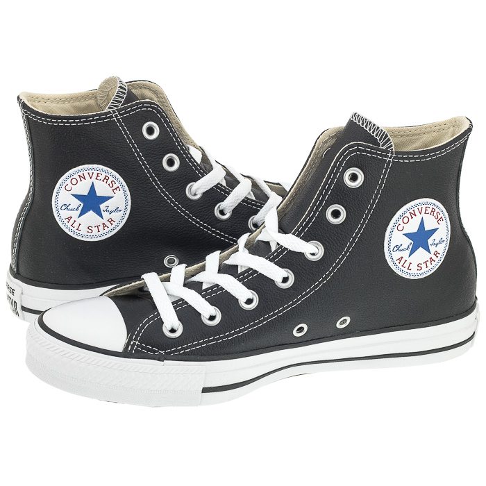 Boty Tenisky nad kotník Converse Chuck Taylor Hi Černé Kožené 132170
