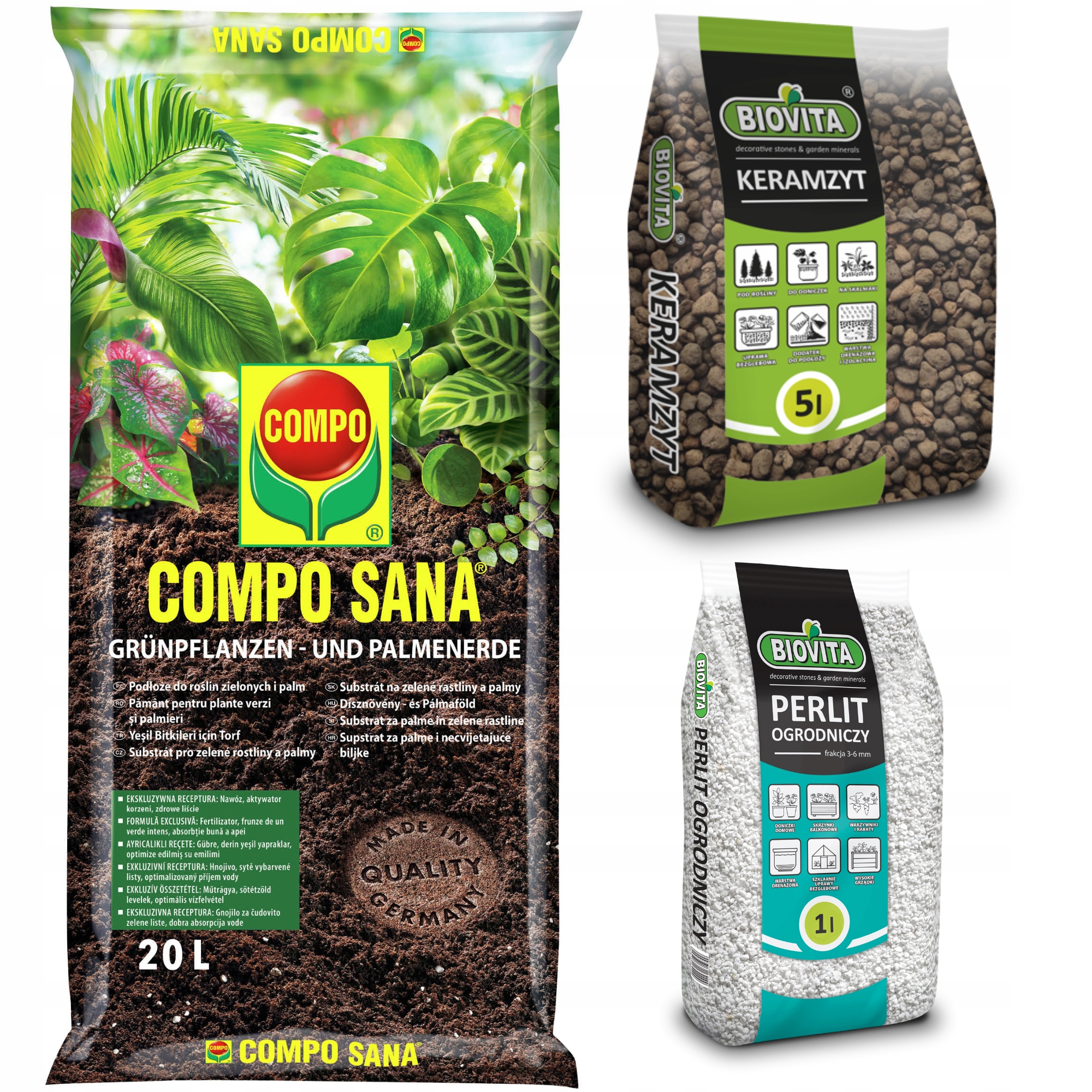 ZIEMIA DO ROŚLIN ZIELONYCH MONSTERY FIKUSA PALM 20L +KERAMZYT 5L +PERLIT 1L