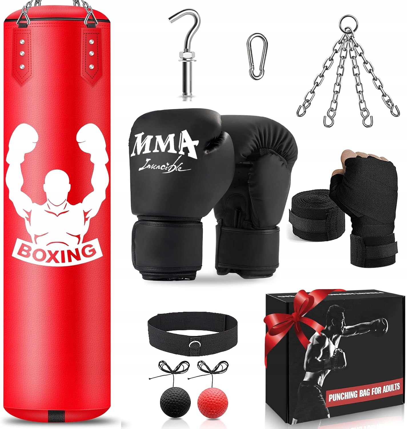 Boxovací Pytel 120 CM S Rukavicemi Mma, Reflexním Míčem A Kompletem