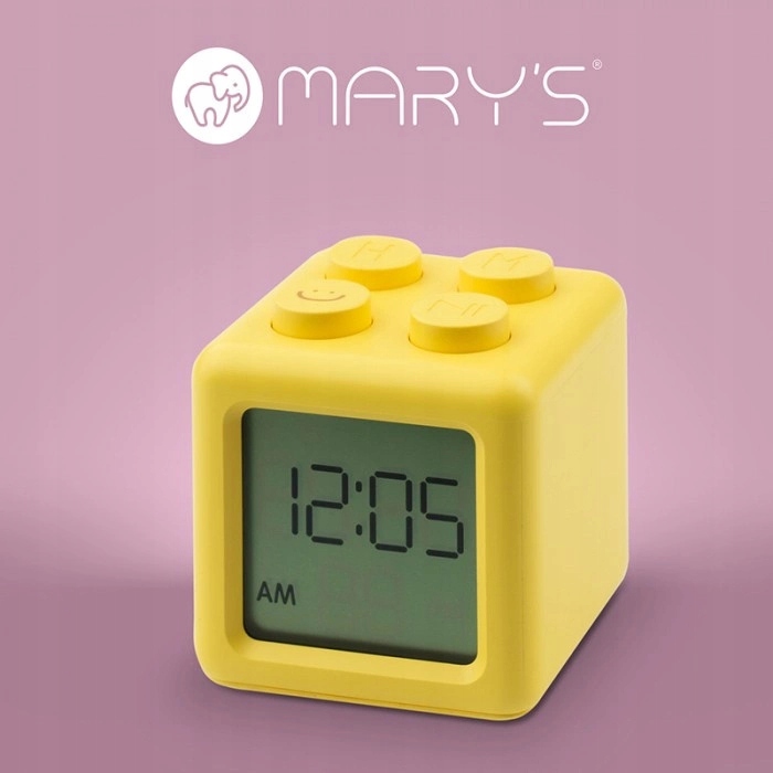 Budzik Elektroniczny Zegar Cyfrowy KLOCEK Żółty na baterie Ecolight Średnica 5 cm