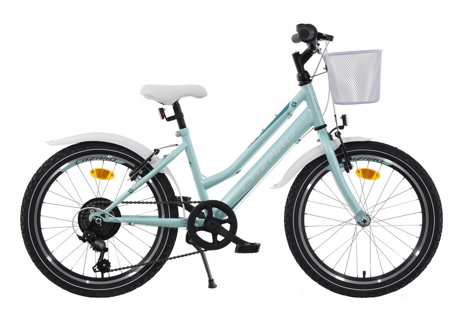 Rower dziecięcy dla dziewczynki Lazaro Zoe koło 20" Mięta Koszyk 6 Biegów