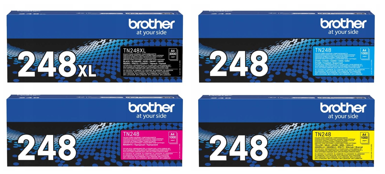 4x originální toner Brother TN-248XLBK +TN-248CMY HL-L3220CW HL-L8230CDW