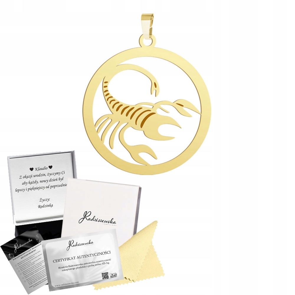 Přívěsek Zlaté znamení zvěrokruhu Štír Stříbro 925 Dárek Dedikace Bonus