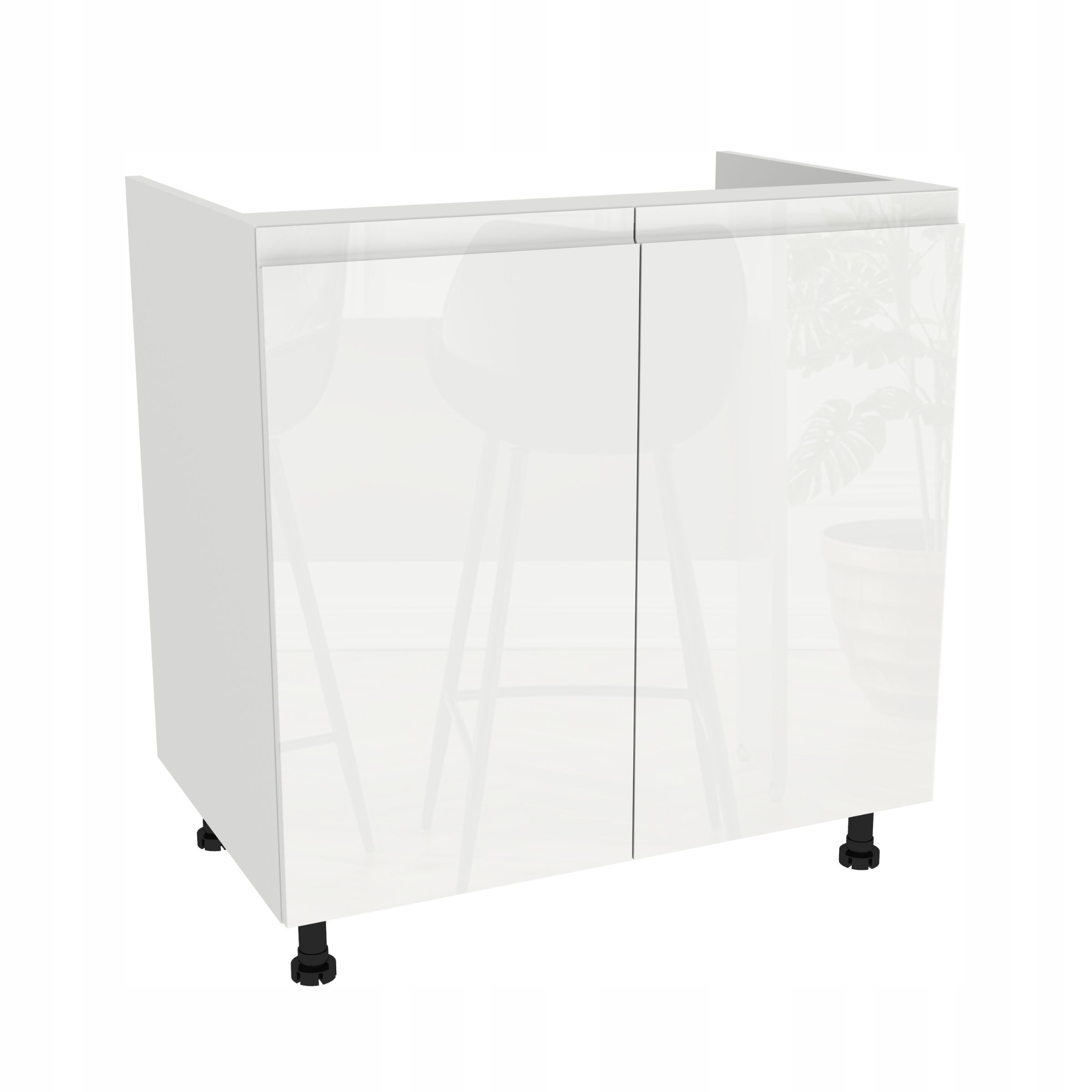 Spodní skříňka pod dřez 80 Frezo Bílá přední strana Bezúchytková Bílá Akryl Lesk