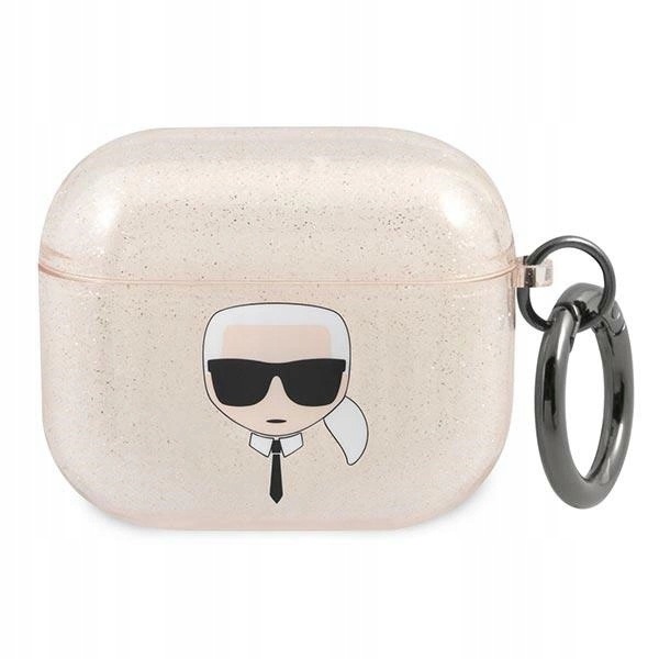 Etui Karl Lagerfeld Glitter Karl's Head na AirPods 3 złote