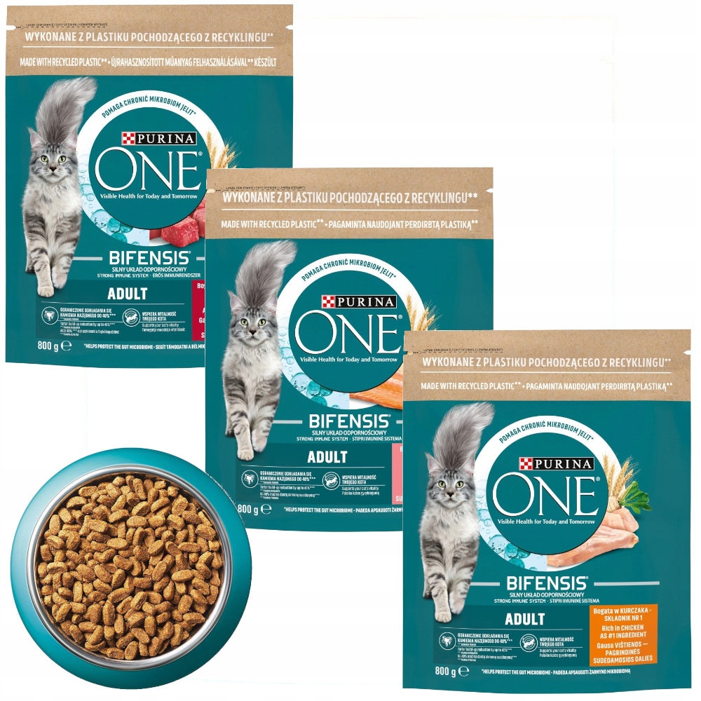 Levně Purina One Bifensis Hovězí Kuřecí Losos 3x800g