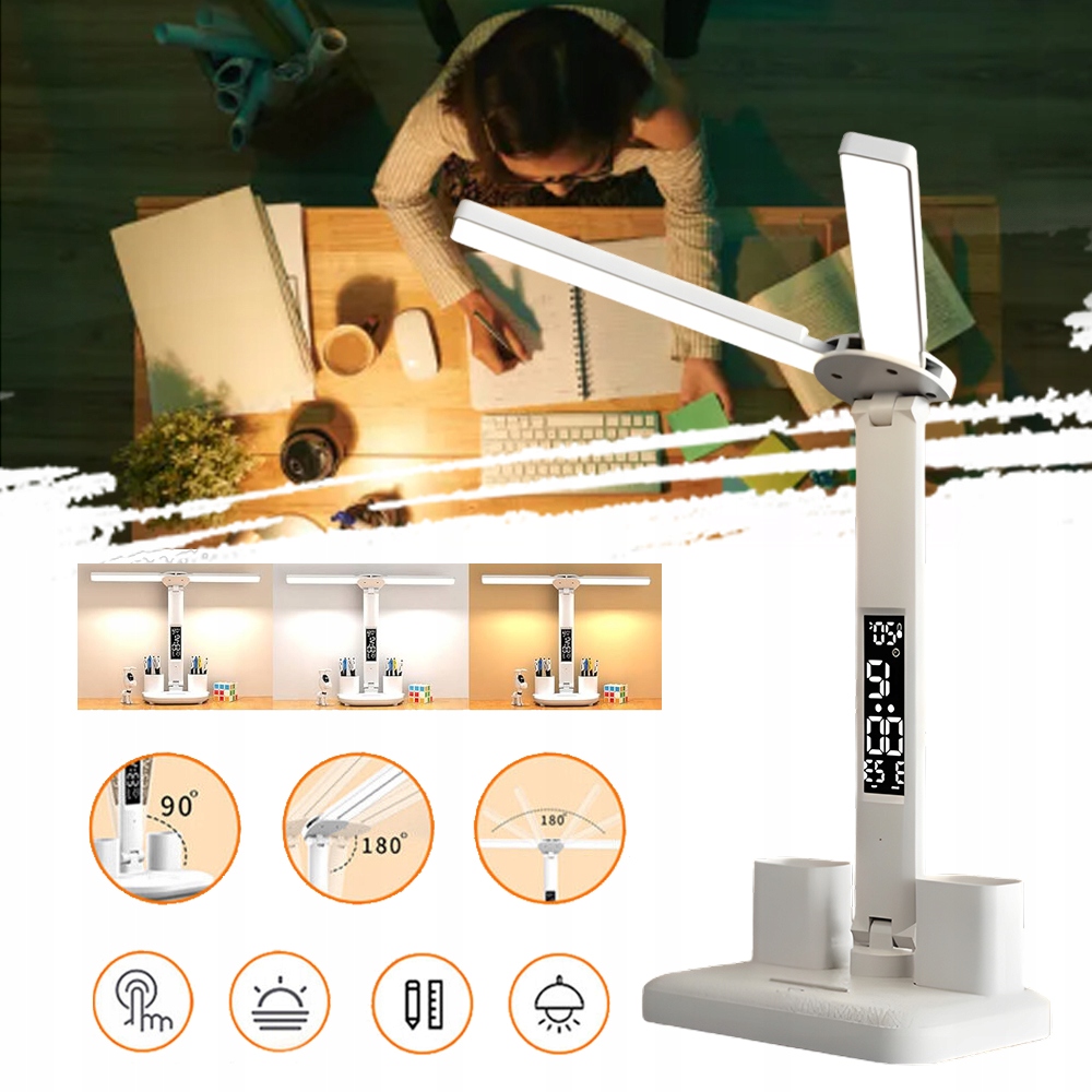 LAMPKA BIURKOWA LED, LAMPKA LED CHRONIĄCA OCZY, PODWÓJNA GŁOWICA LAMPA