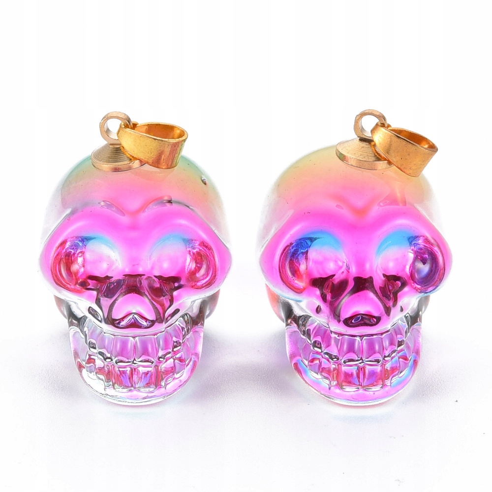 Wisiorki Szklo Czaszki Halloween 26-27x19mm 1szt
