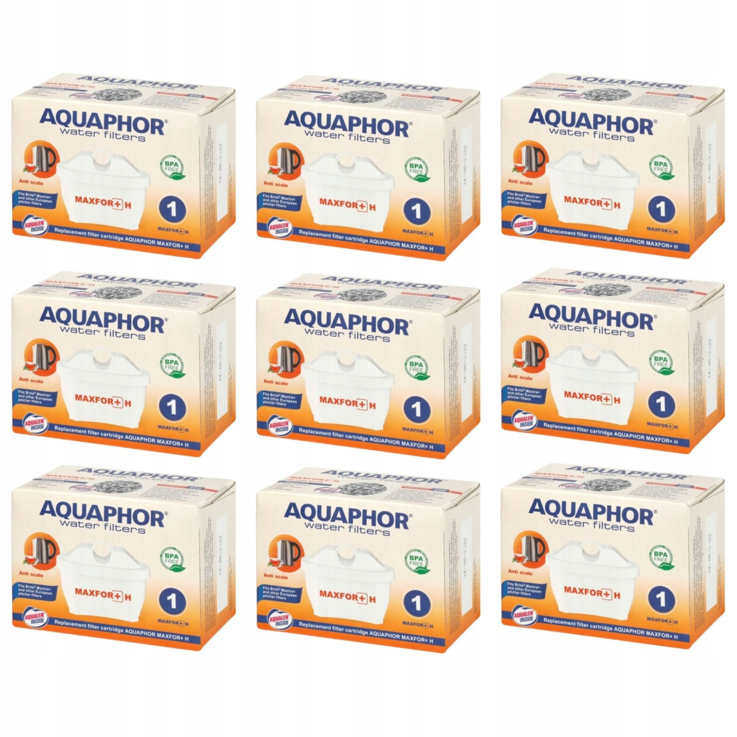 Filtr Aquaphor Maxfor+ H do wody twardej do dzbanka filtrującego, 9 szt.