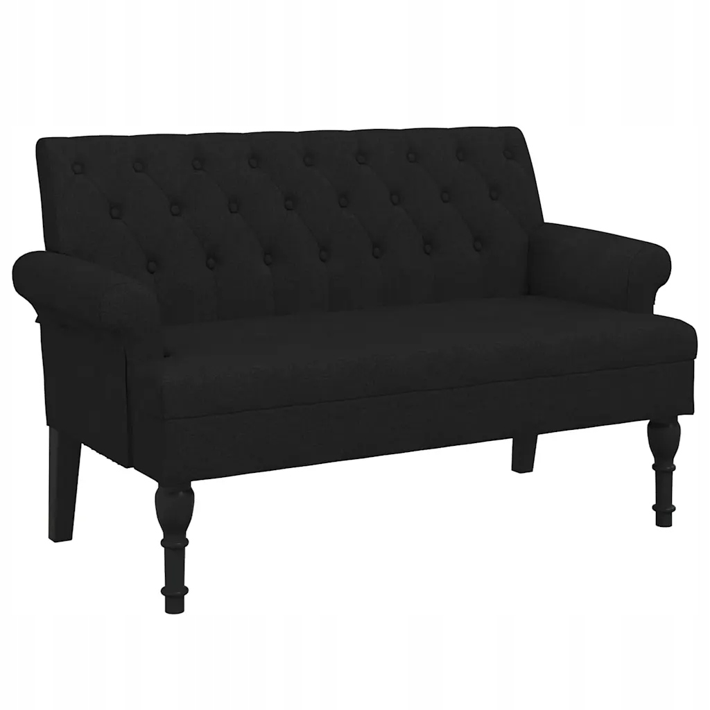 Elegantní černá lavička s dřevěnými nohami, rozměry 120 x 62 x 75,5 cm