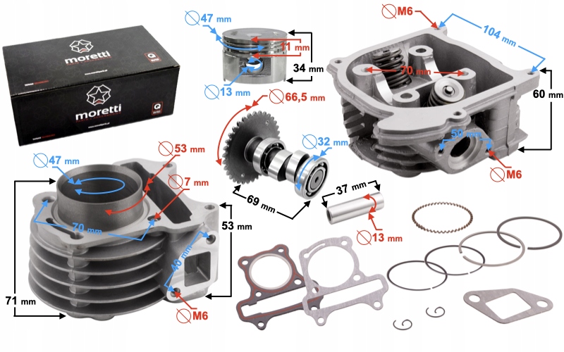 

Cylinder I Głowica Moretti Do Skutera 4T 80CC 139Q