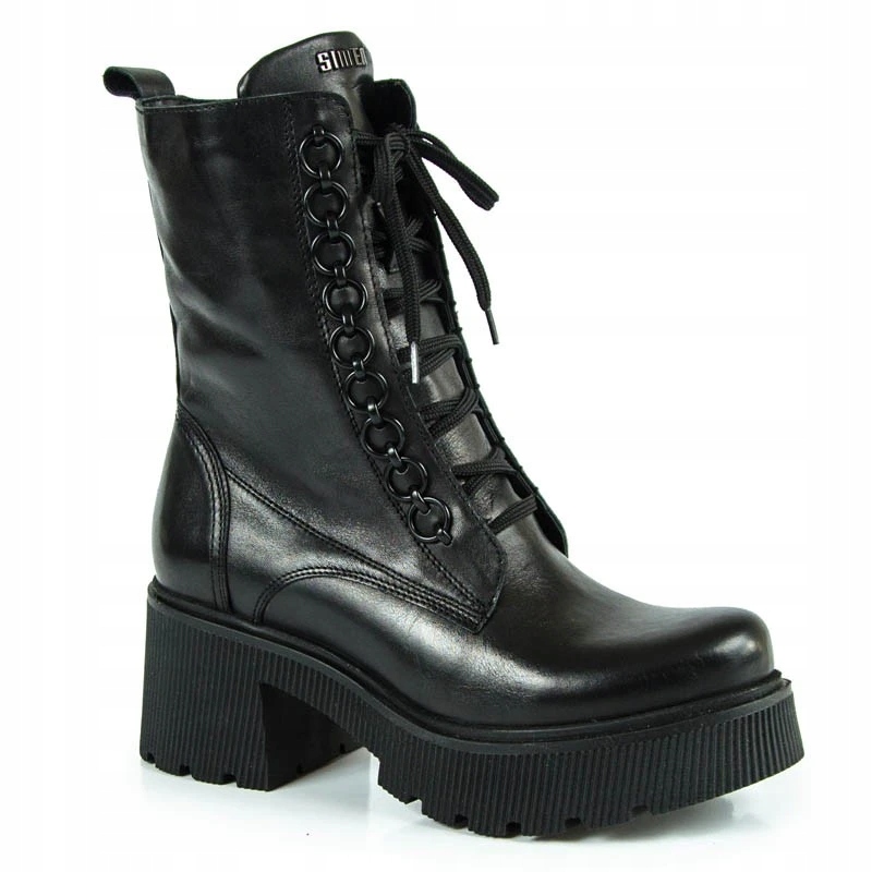 Simen 6596A Kotníkové Boty Workery Kůže Černé 41