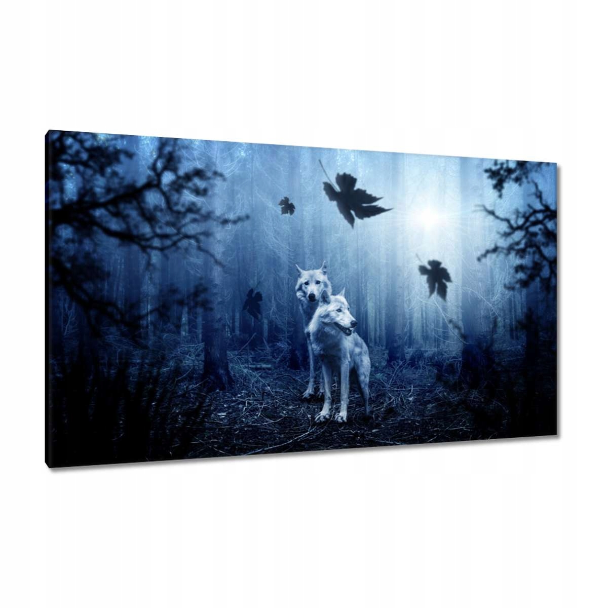 Obrazy 120x70 Vlci v modrém lese