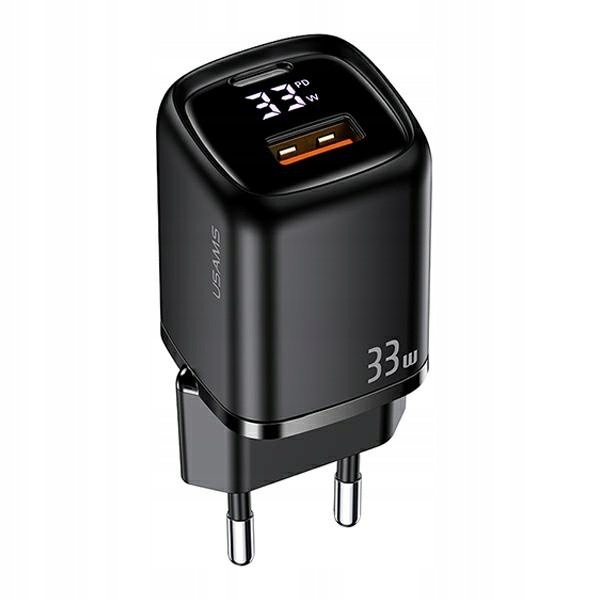 Usams Ład. siec. T46 1xUSB-C+1xUSB 33W PD3.0+QC3.0 czarny CC152TC01