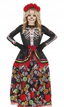 Kostium Szkielecik Catrina Suknia kościotrup day of dead opaska 10-12 lat