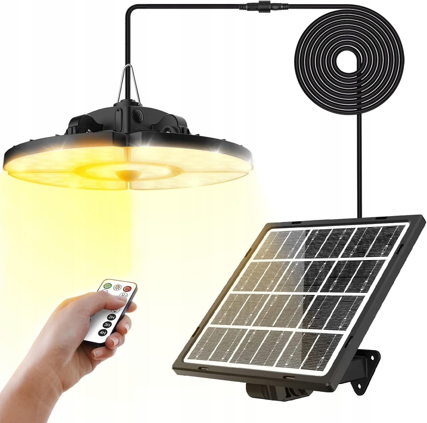 Solární Lampa Led 76 Snímač Pohybu 270° Usb Dálkový Ovladač