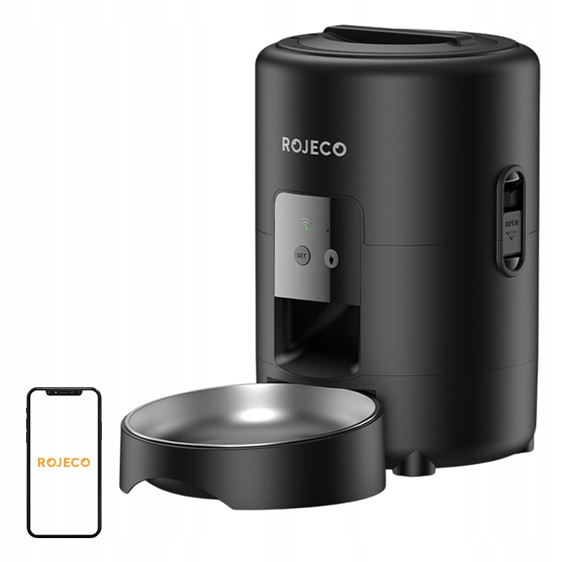 Automatický Dávkovač krmiva Pro Kočky psa Rojeco 2L WiFi Nerezová Ocel