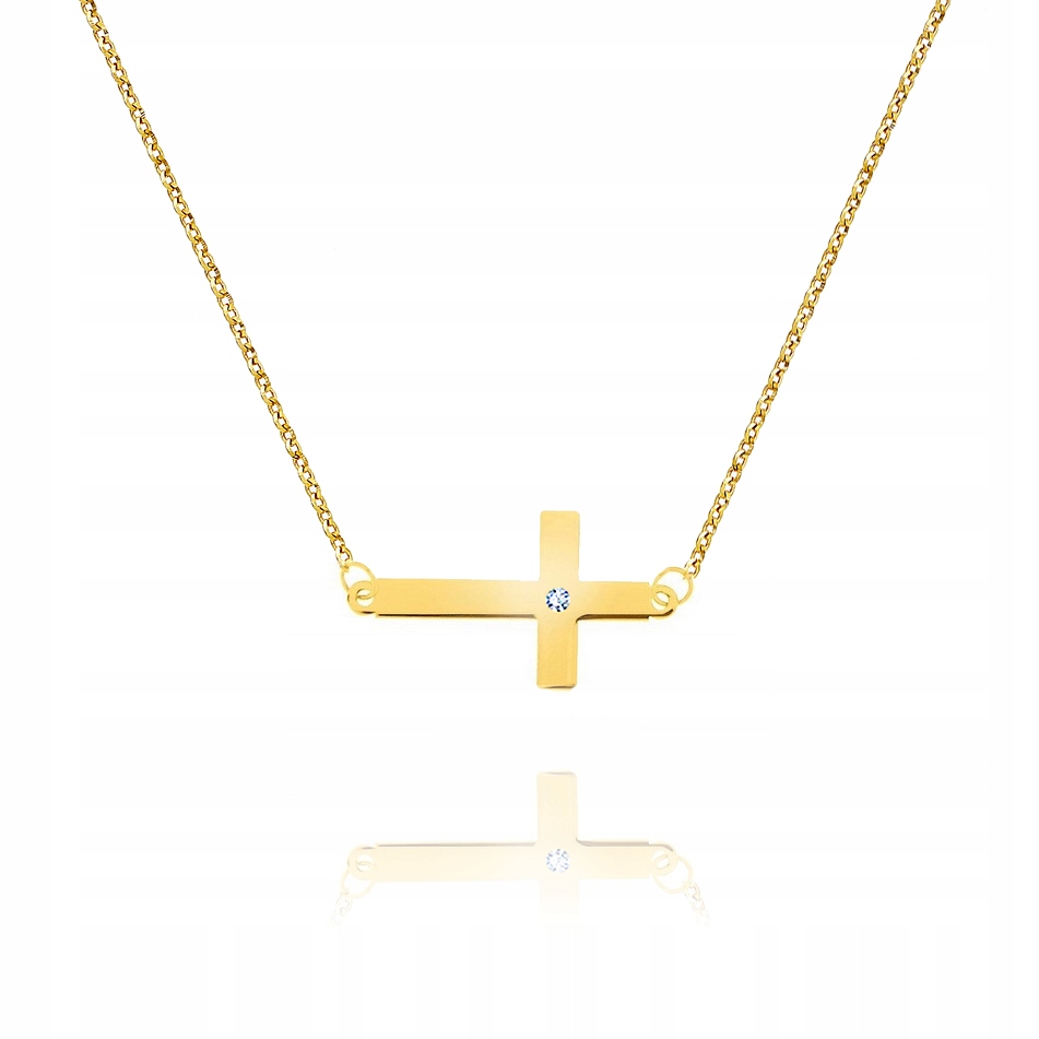 Náhrdelník zlatý choker křížek s briliantem pr.585 45 m