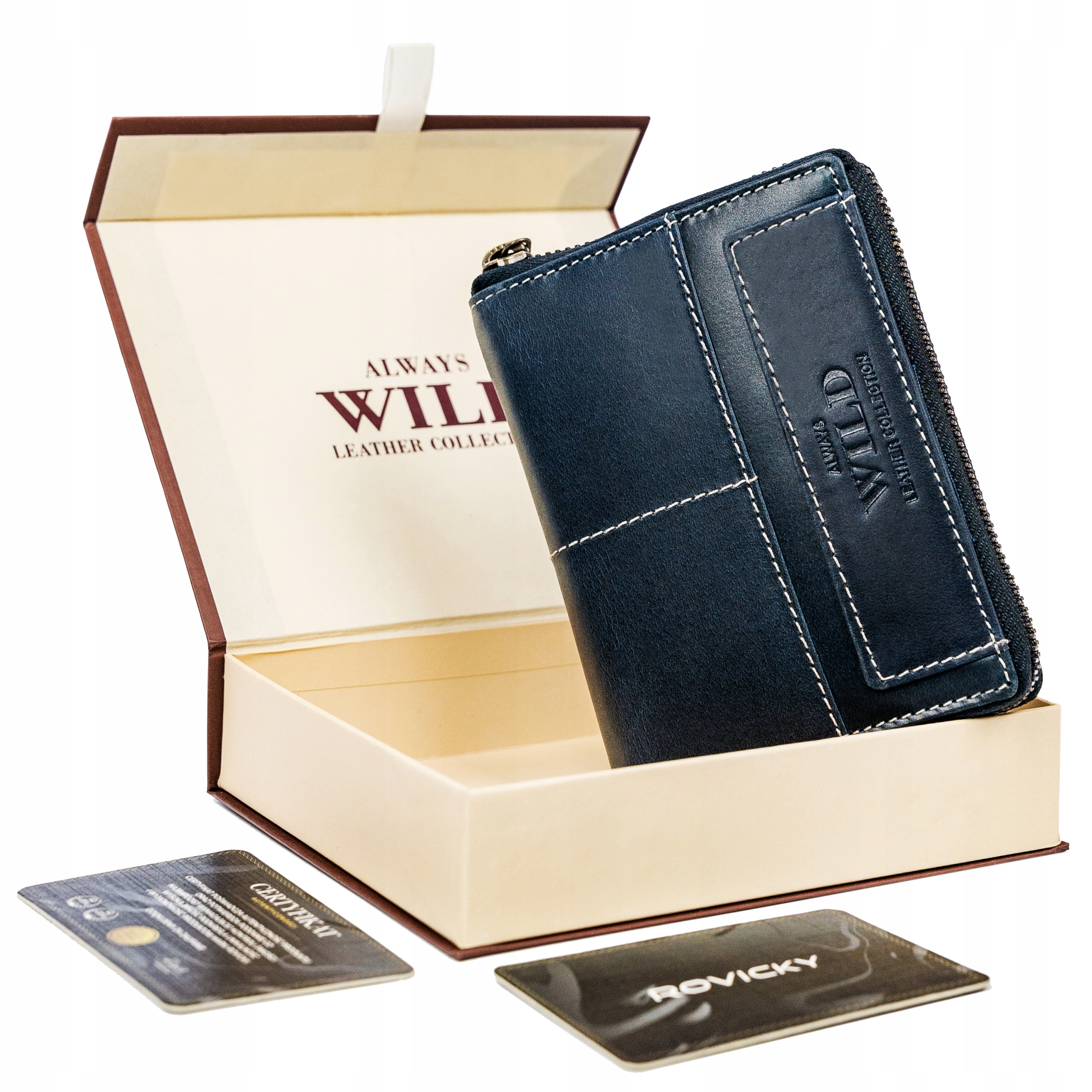 Always Wild peněženka z pravé kůže modrá muž