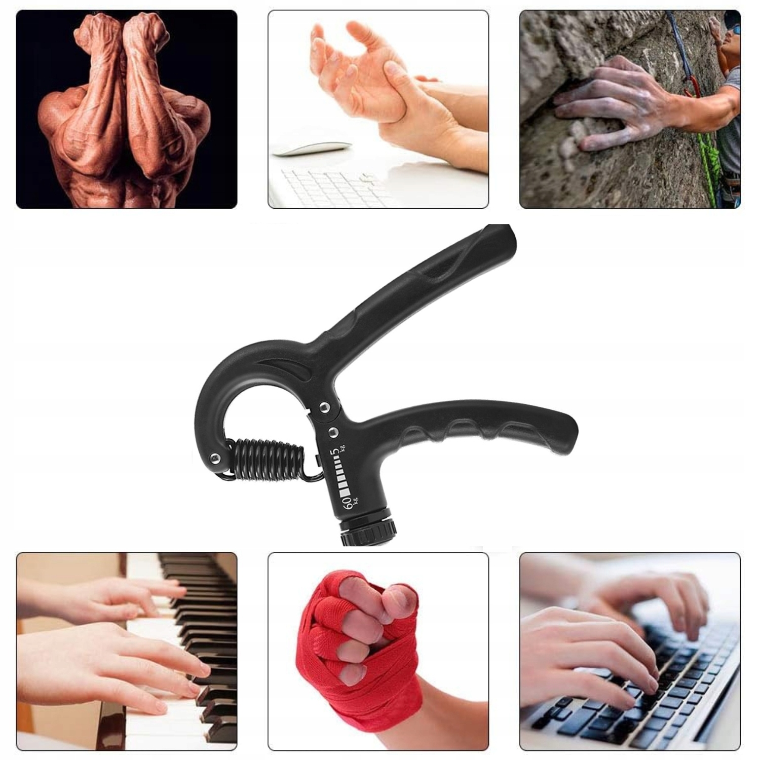 ŚCISKACZ DO ĆWICZEŃ RĄK DŁONI PRZEDRAMION RĘKI REGULOWANY OPÓR 5-60 KG Stan opakowania oryginalne