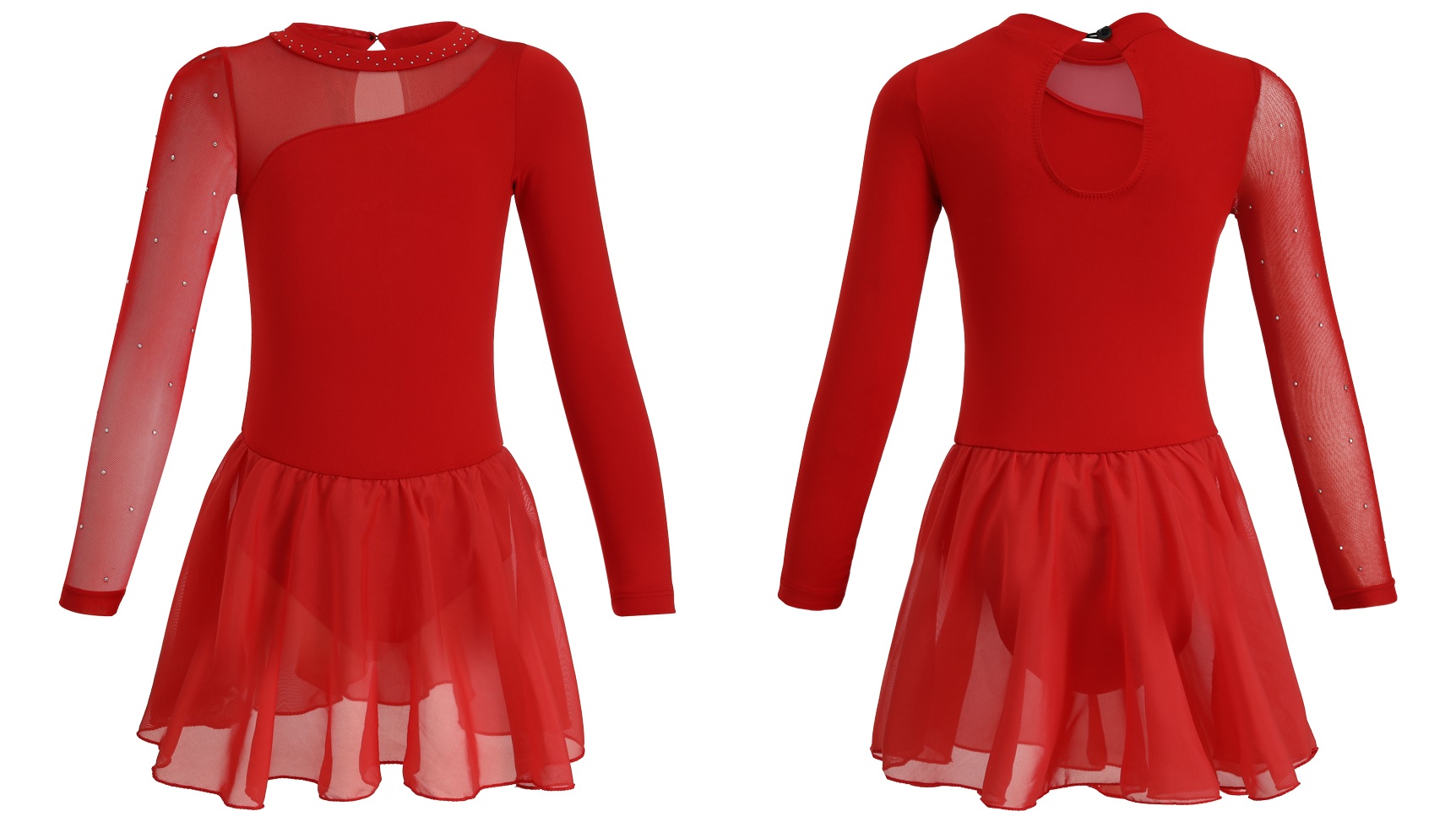 Červené Baletní Body Se Sukní A Cyroniemi Pro Taneční Balet, Velikost 110