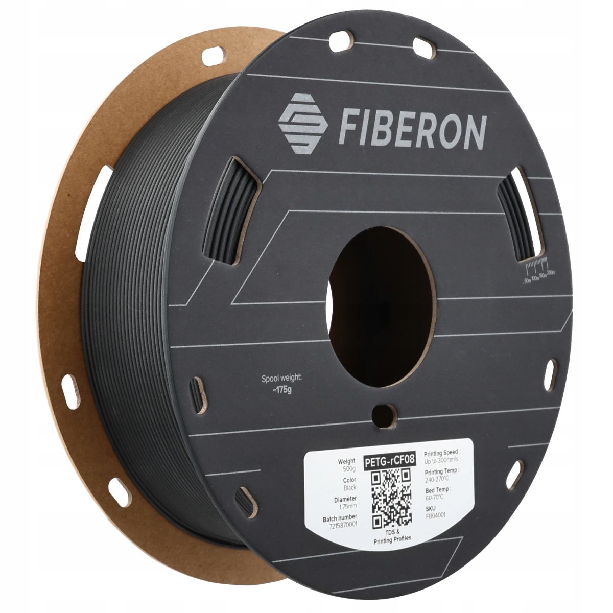 Polymaker Fiberon PETG-rCF08 Černá 1,75 mm 0,5 kg