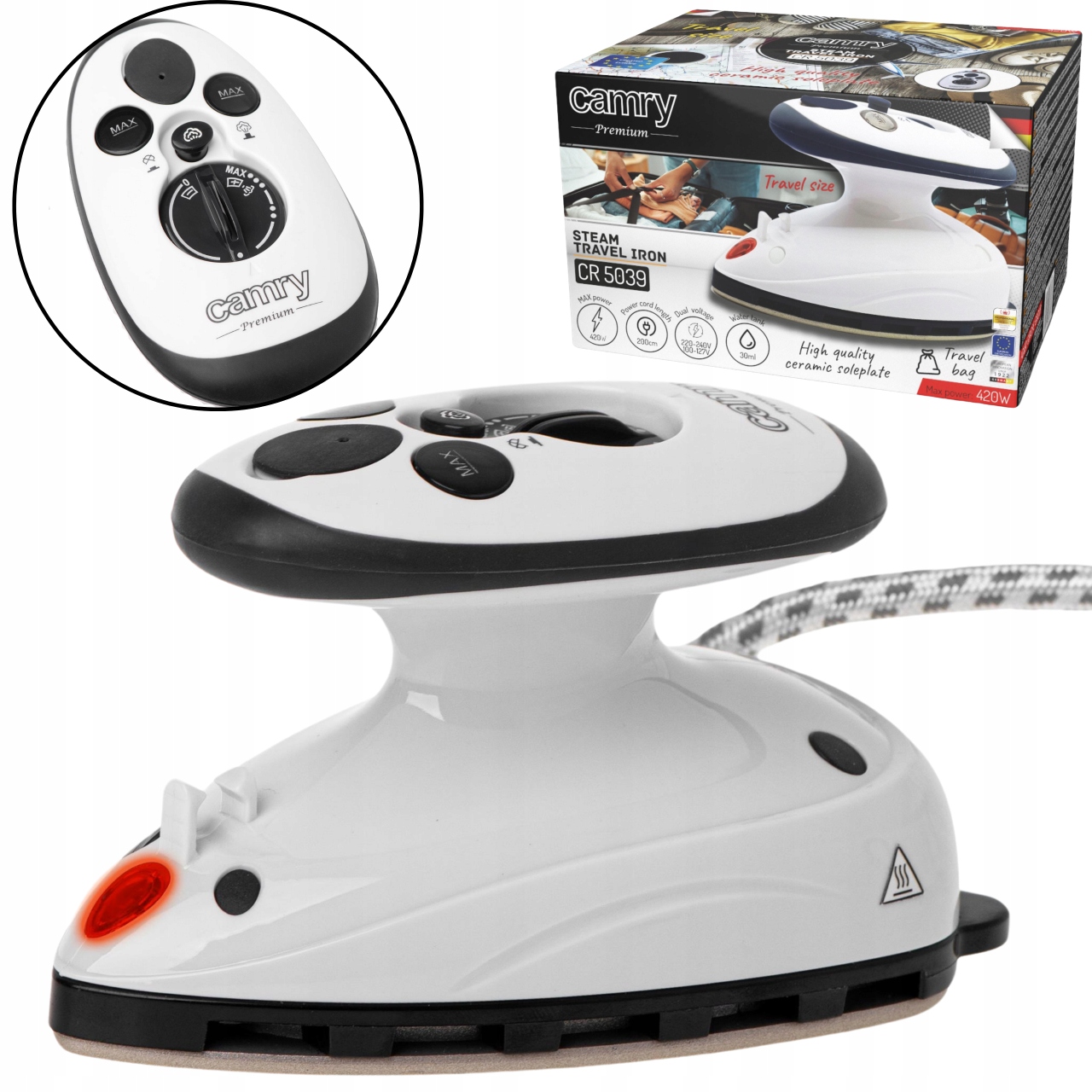 Turystyczne żelazko parowe Camry Cr 5039 kompaktowe i