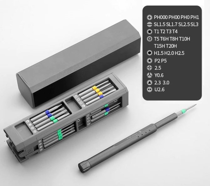 Zestaw 28 śrubokrętów wkrętaków precyzyjnych, torx, krzyżak, płaski, magnes Kod producenta S2 32w1