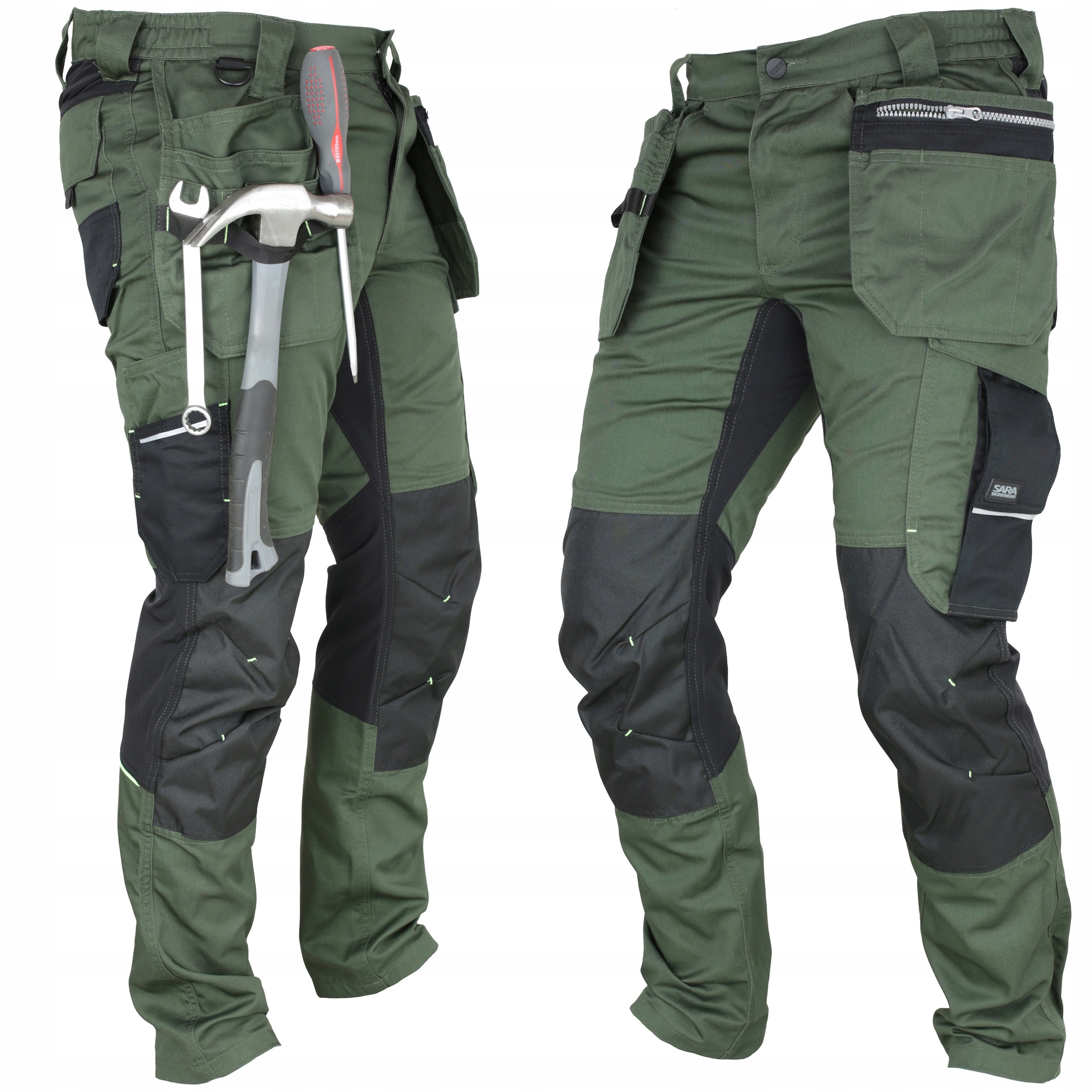 Spodnie robocze męskie Monterskie Elastyczne Mocne dużo kieszeni