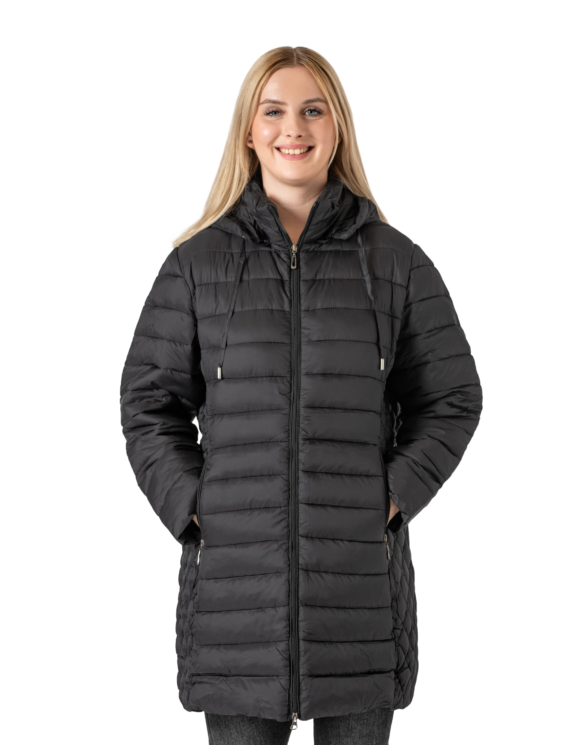 Dlouhá, teplá a zateplená dámská zimní bunda A0501-1 6XL