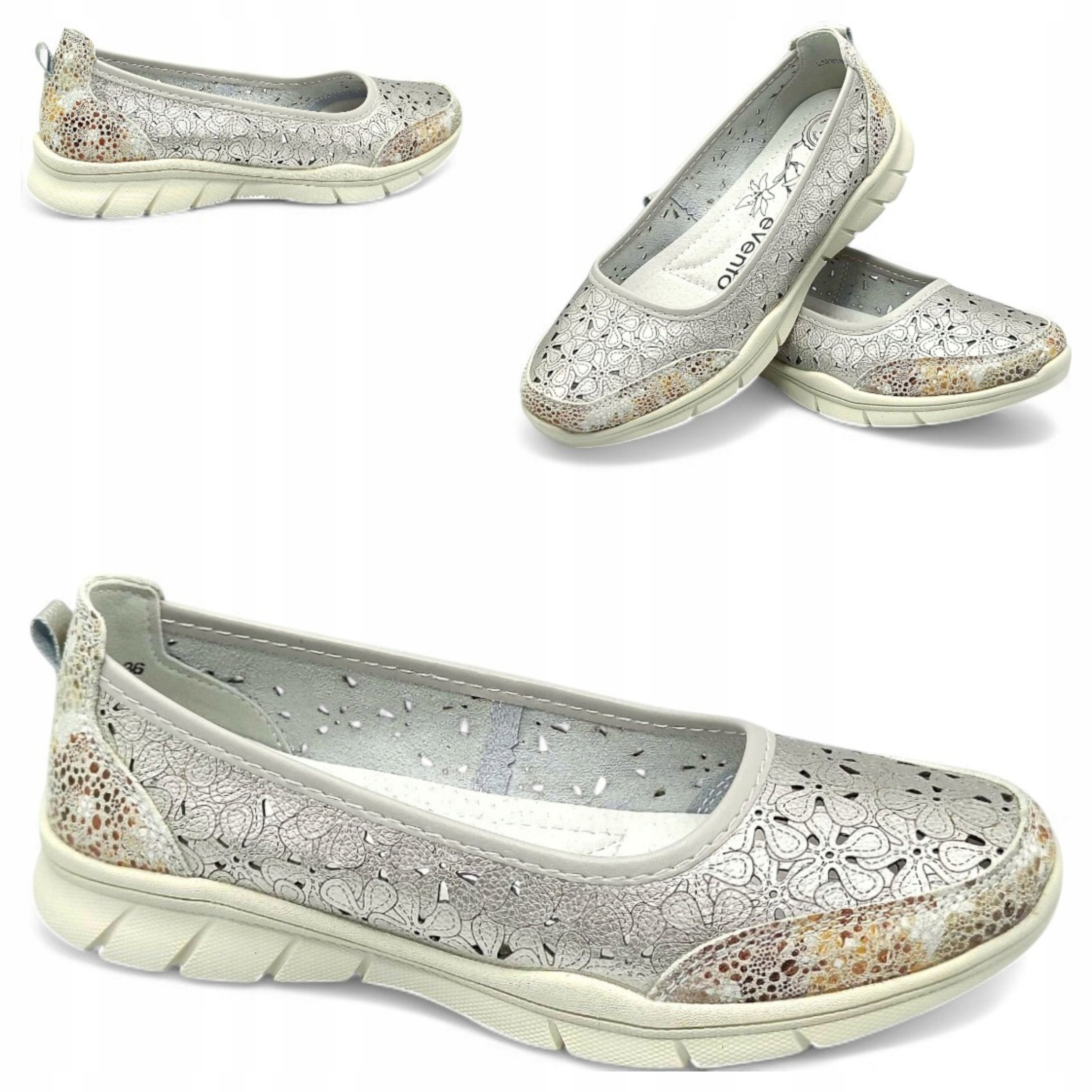 40 Evento Dámské baleríny z Pravé Kůže, nazouvací, prodyšné